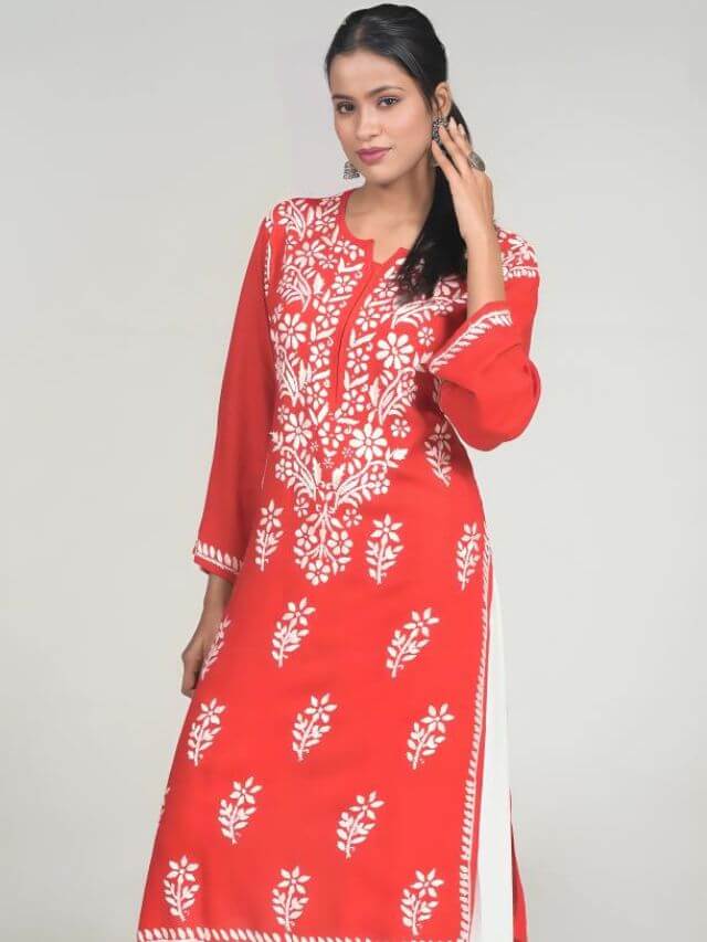 Chikan Kurtis For Ladies