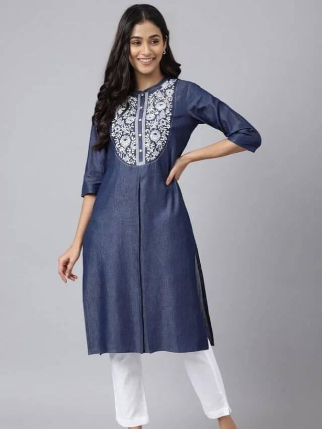 Denim Kurti design online for ladies