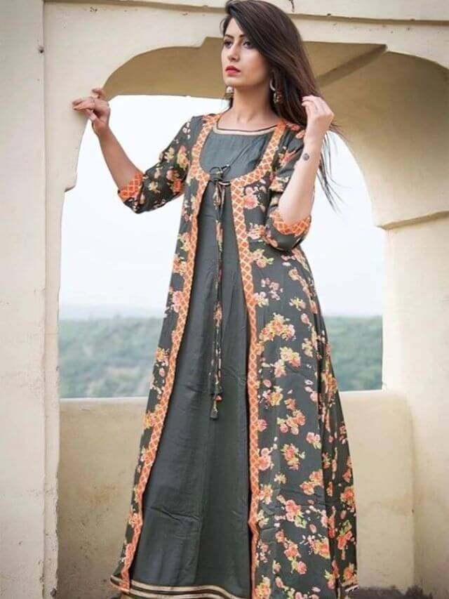 Jacket Style Kurti design online for ladies