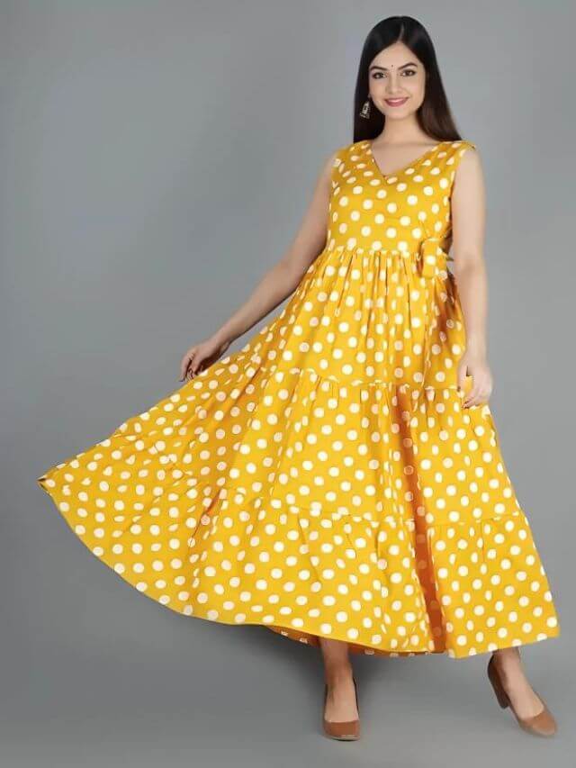 Polka Dot Flared Kurta design online for ladies