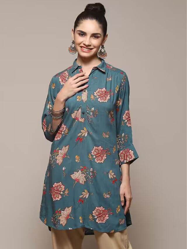 Shirt StyleCollar kurti design online for ladies