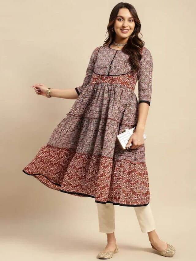 Tiered Kurti design online for ladies