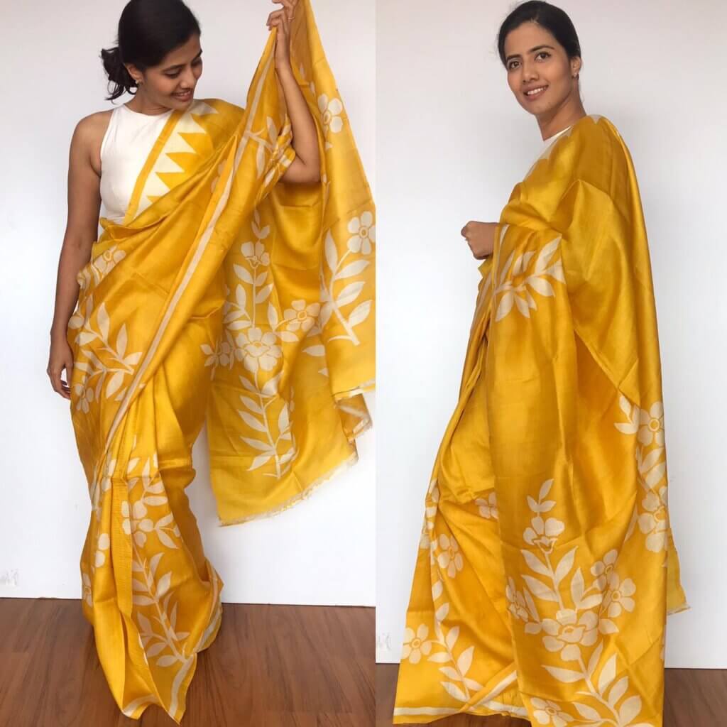 Pastel Shade Yellow Sarees