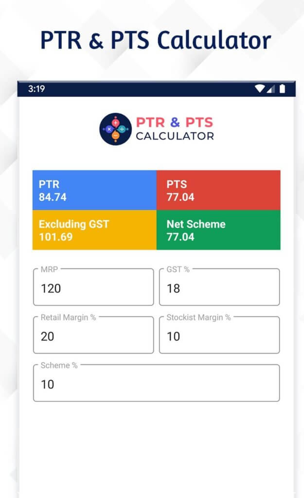 PTR and PTS Calculator for pharma companies website