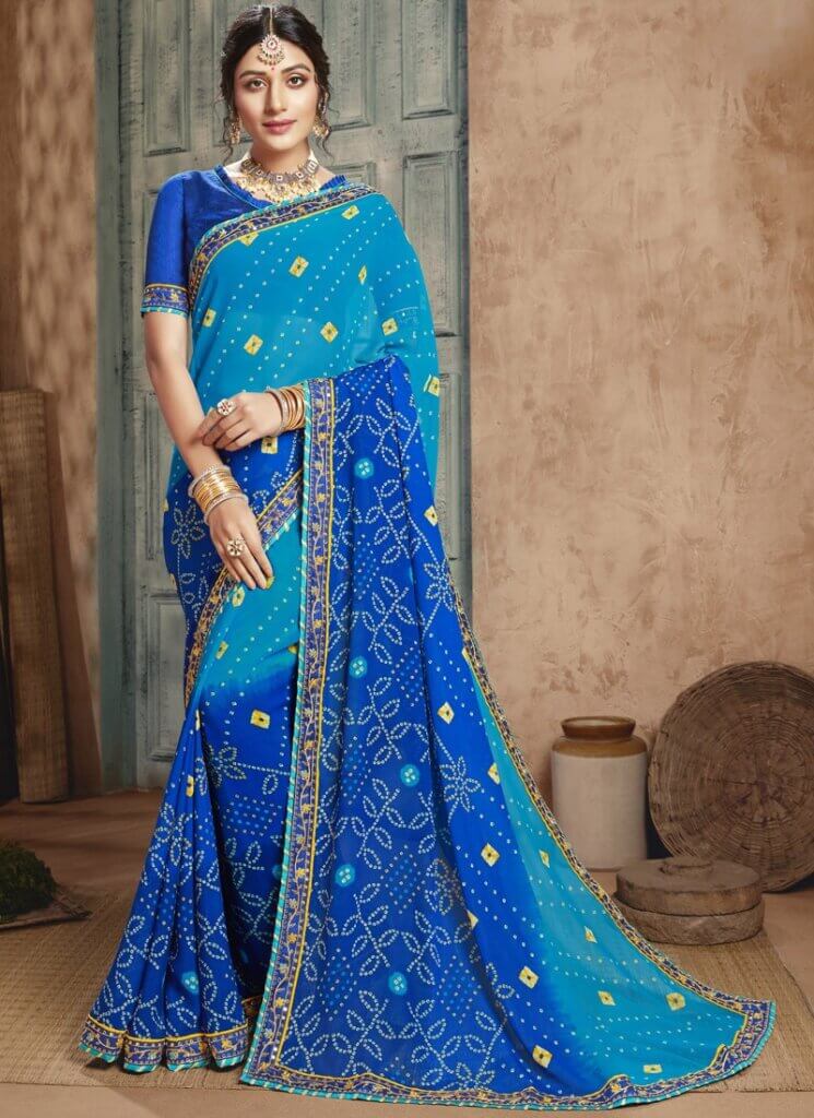 draping style bandhani saree