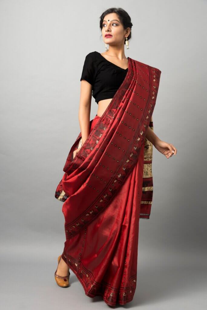 Red Baluchari Saree