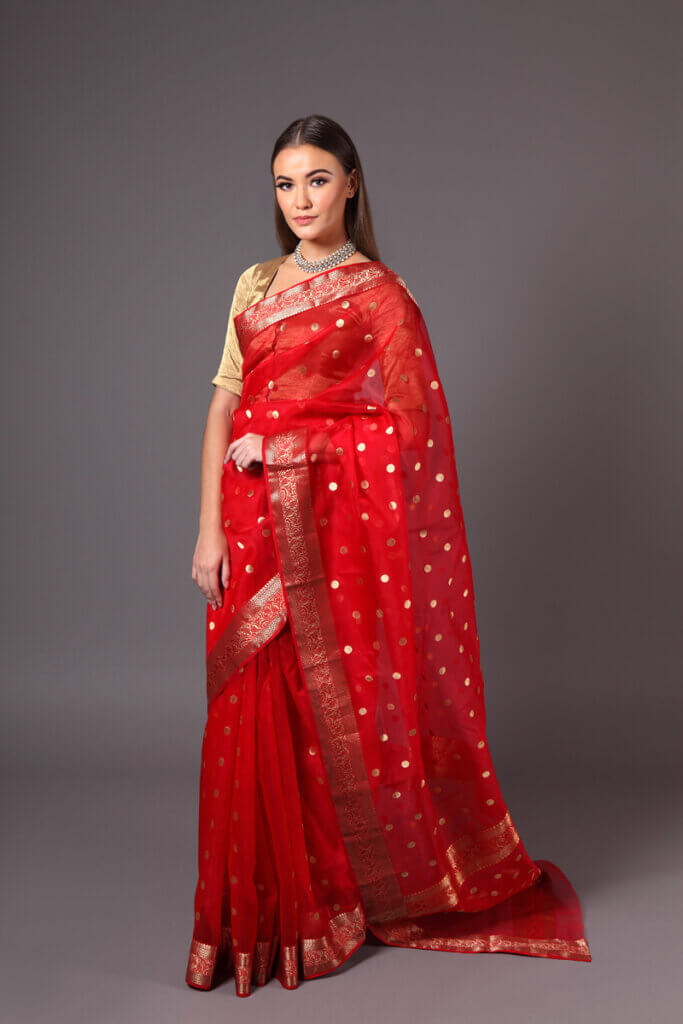 Red Chanderi Saree