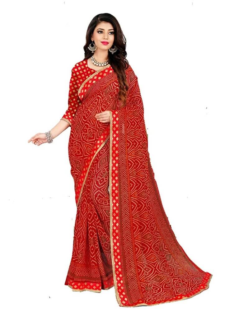 Red Jaipuri Saree