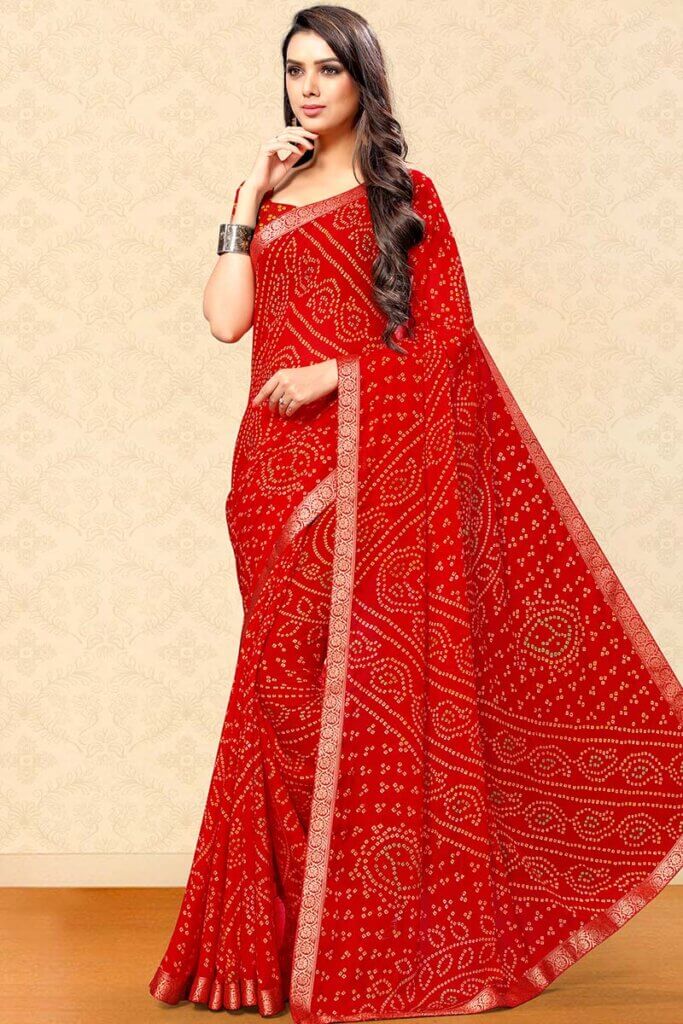 Red Leheriya Saree