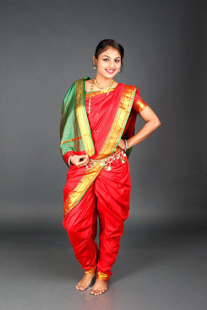 Red Nauvari Saree