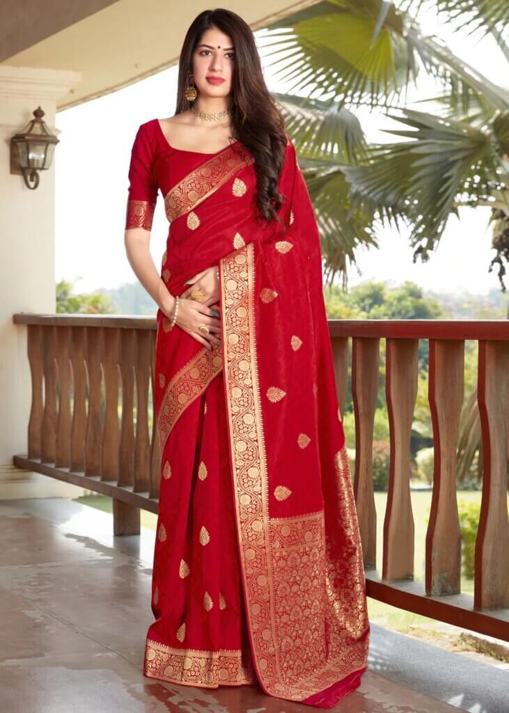 red banarasi saree