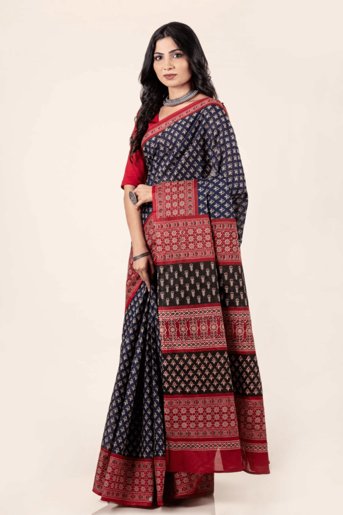 Jaipuri Block Printed Cotton Saree