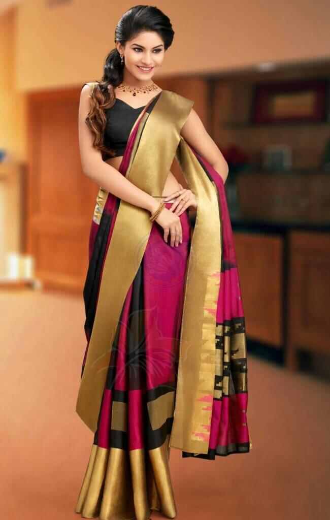 Semi Kanchipuram Uppada Silk Saree