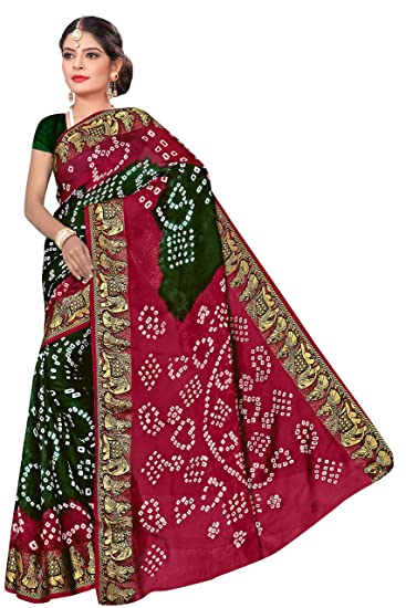 Bandhani Printed Jaipuri Silk Saree