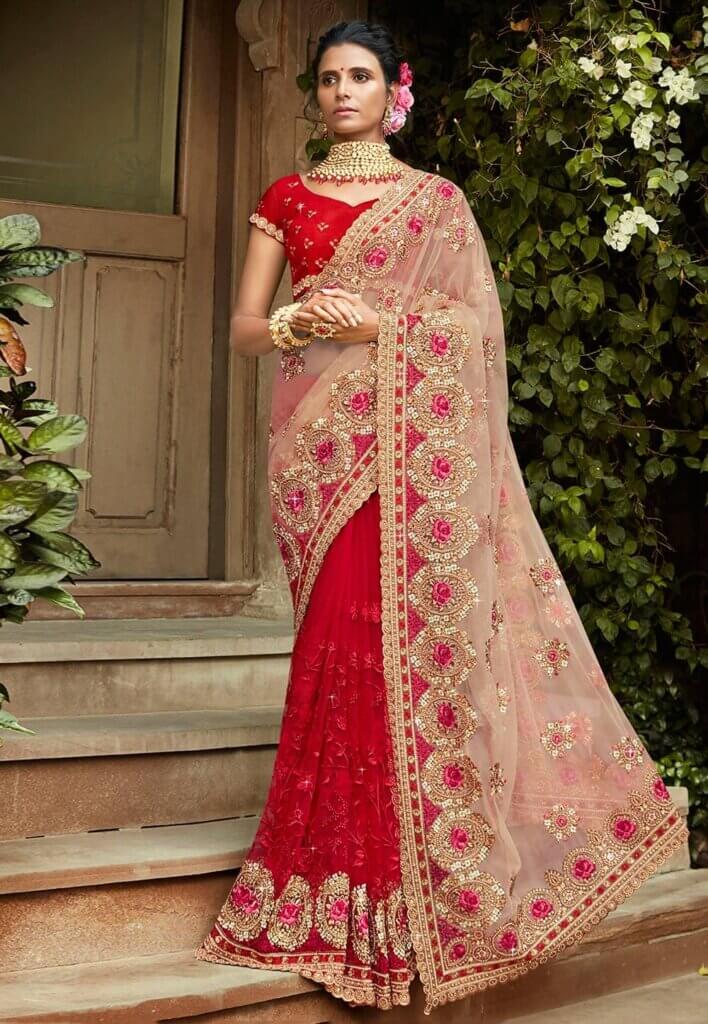 Half and Half Net Saree