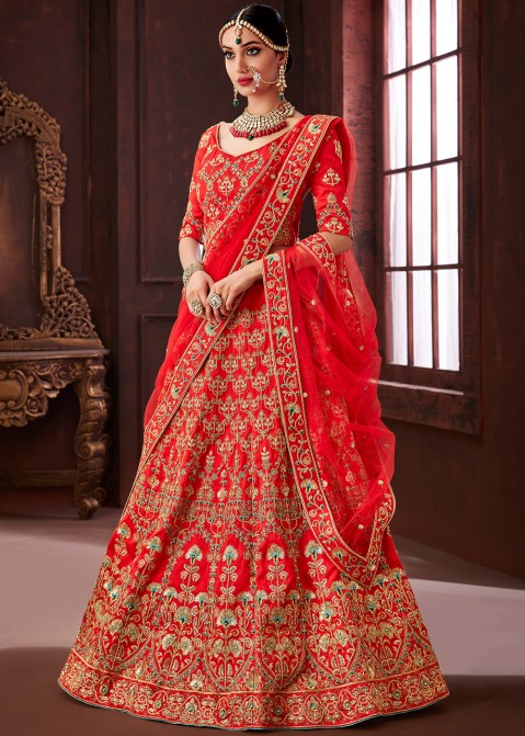 Heavily Embellished Red Lehenga