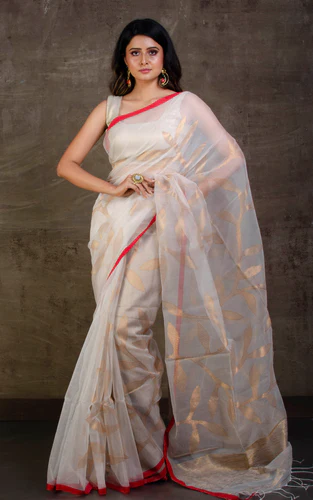 Sequin Work Muslin Saree from Kolkata