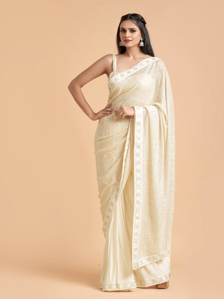 Manish Malhotra’s Ivory Shaded Sequin Saree