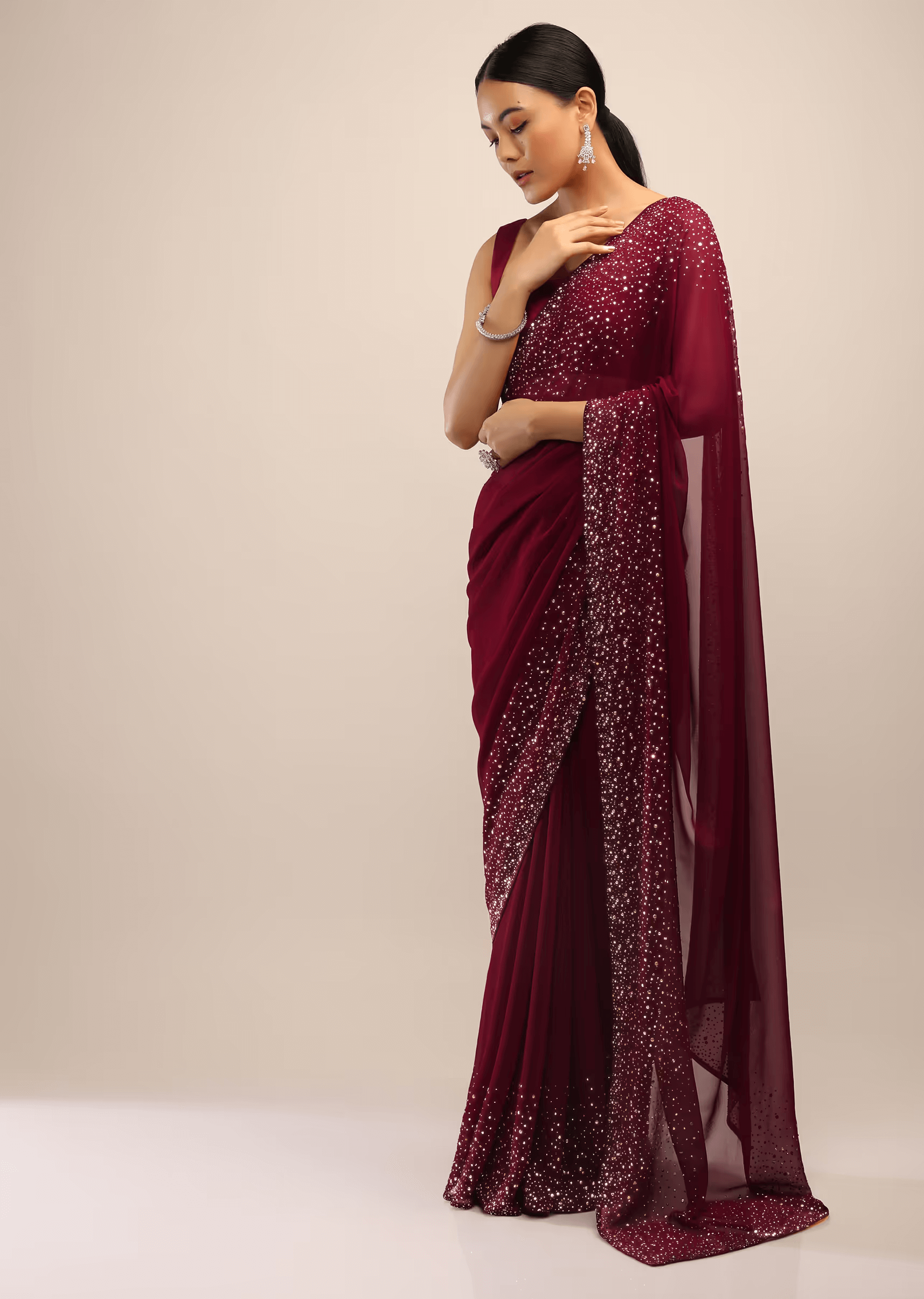 Manish Malhotra’s Oxblood Red Sequin Saree