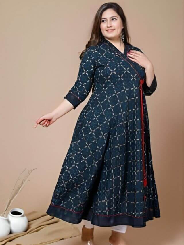 Elegant A-line Anarkali Kurti for Plus-sized Ladies