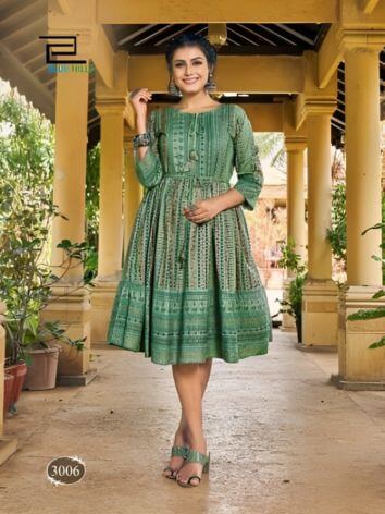 Bella Tunic Style Full Flair Kurtis Catalog by Inli Exports