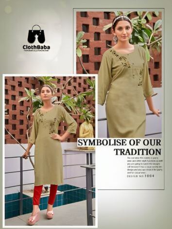 Exclusive Fancy Viscose Rayon Hand Work Kurti by ClothBaba