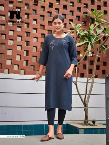 Exclusive Fancy Viscose Rayon Hand Work Kurti by ClothBaba