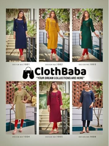 Exclusive Fancy Viscose Rayon Hand Work Kurti by ClothBaba