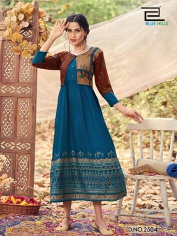 Blue Hills Trend Vol 25 Rayon Kurti With Koti