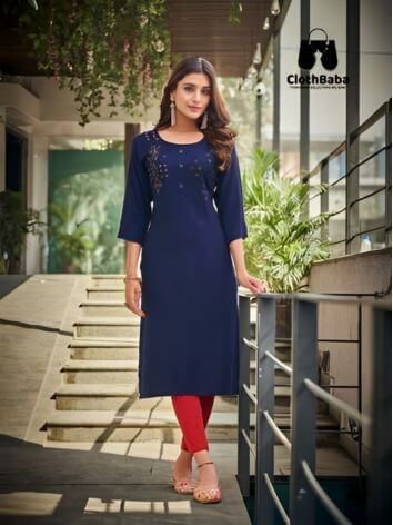 Exclusive Fancy Viscose Rayon Hand Work Kurti by ClothBaba