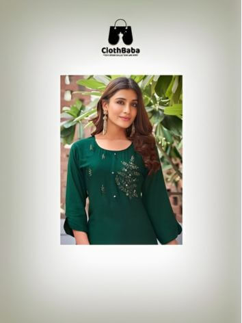 Exclusive Fancy Viscose Rayon Hand Work Kurti by ClothBaba