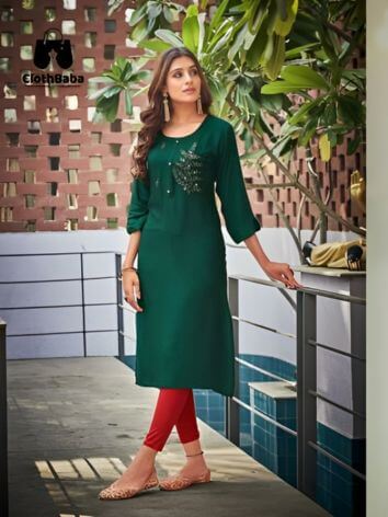 Exclusive Fancy Viscose Rayon Hand Work Kurti by ClothBaba