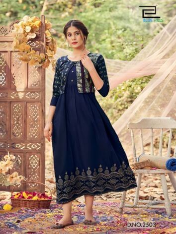 Blue Hills Trend Vol 25 Rayon Kurti With Koti