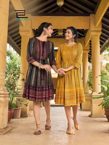 Bella Tunic Style Full Flair Kurtis Catalog by Inli Exports