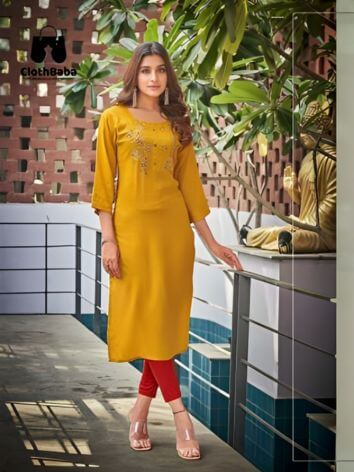 Exclusive Fancy Viscose Rayon Hand Work Kurti by ClothBaba