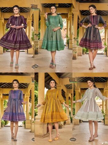 Bella Tunic Style Full Flair Kurtis Catalog by Inli Exports