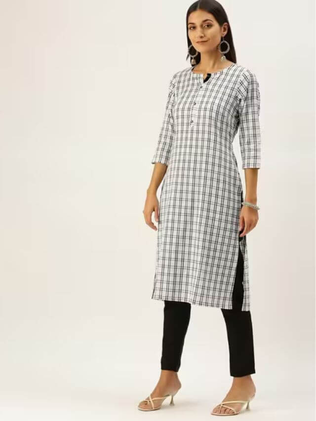 Dailywear Checks Kurti design online for ladies